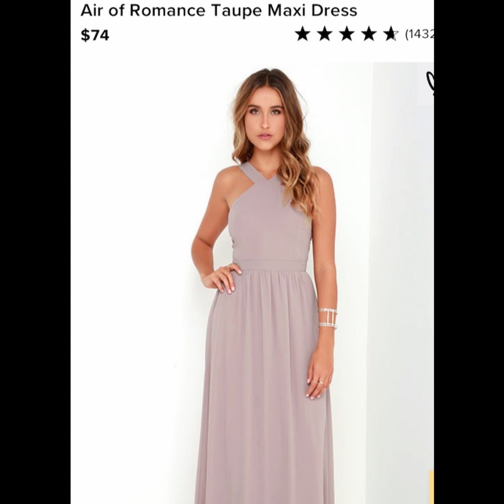 Lulu’s Air of Romance Taupe Maxi Dress